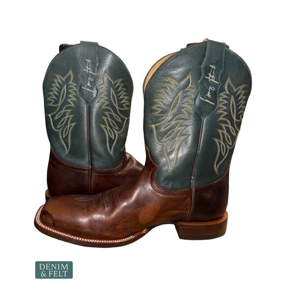 NEW Justin George Strait Western Boots Wide Square Toe Leather Cowboy Rodeo 12 main image 5